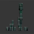 Green Scene Building Blocks Stacked 3D Structure With Gray Background And Decorative Cubes