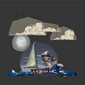 Commercial Equipment Display With Cloud Moon Figure Ice Cream Water And Iceberg