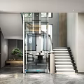 modern elevator hall elevator car 3d model