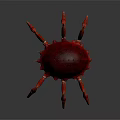 Red Crab With Spiky Shell And Multiple Legs On Dark Background With Reflection