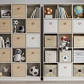 Stylish Wooden And White Bookcase With Storage Drawers Decorative Boxes Toys And Books