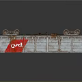 Industrial Metal Fence with Wheels Mechanical Structure Red Sign 2021 and Components
