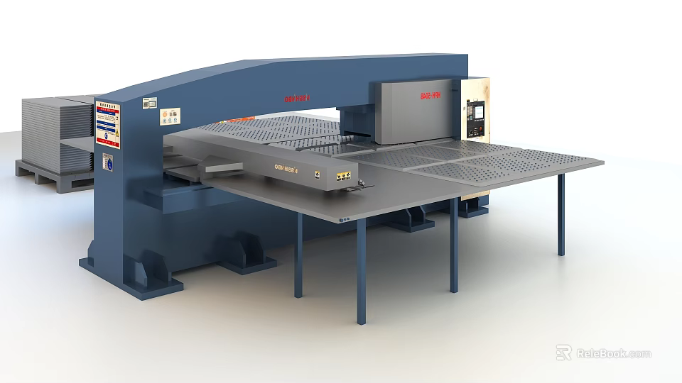 Hydraulic Punching Machine With Large Worktable And Control Panel For Industrial Use 3d model 