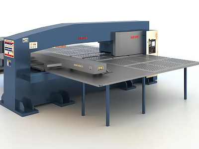 Hydraulic Punching Machine With Large Worktable And Control Panel For Industrial Use 3d model