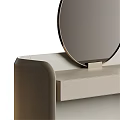 Elegant Modern Dressing Table With Round Mirror And Beige Storage Drawers