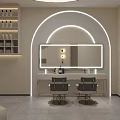 Modern Beauty Hair Salon Interior With Chairs Mirror Equipment Lighting And Decor