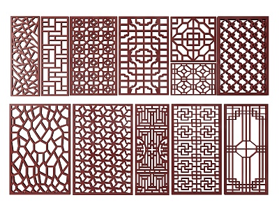 New Chinese Style Flower Lattice Window Carved Hollow Carved Window Corner Carved Gypsum Line Carved Window Pattern Carved model