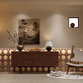 Modern Dining and Living Room Interior With Pendant Light Sofa And Decorative Wall