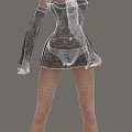 Woman Wearing Floral Lace Long Sleeve Top With Short Pants Standing