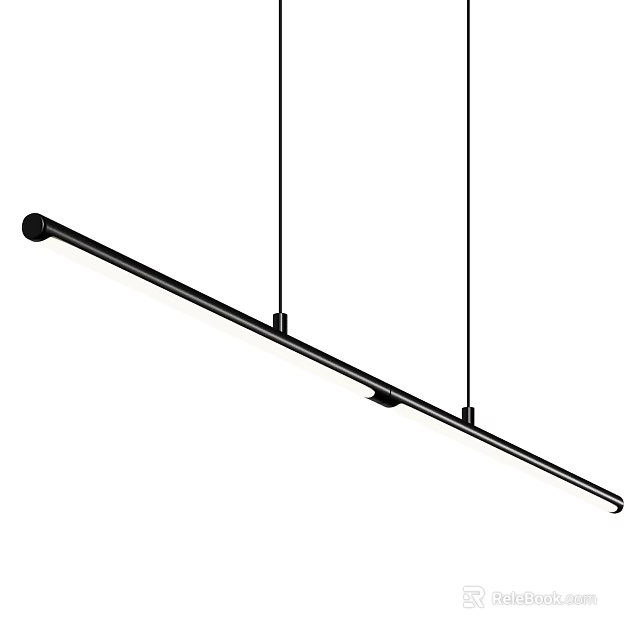 Modern Black Linear Pendant Light Design With Hanging Cords And Sleek Finish 3d model 
