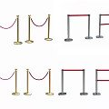 Gold and Silver Stanchion Barriers with Red Ropes Different Styles 3d model