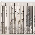 Modern Room Divider Screens With Geometric Patterns And Stone Textures 3d model