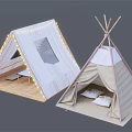 Garden Decorative Teepee Tents White Beige With String Lights Wooden Base And Cushions
