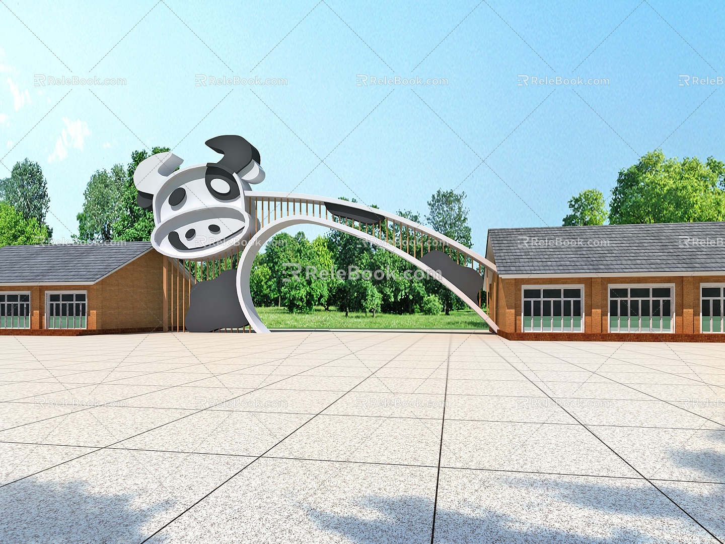 Scenic Gate Cow Element Cow Theme Ecological Farm Gate Scenic Gate Park Entrance Gate 3d model