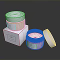 Skincare Cream Jars With Silver Lids And White Packaging Boxes 3d model