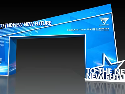 Blue Archway For 4th International Tea Industry Expo With Geometric Design Star Decor 3d model