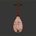 Traditional Red Wooden Pipa as Household Decorative Item with Intricate Patterns and Classic Craftsmanship
