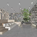 Book Specialty Store Interior With Tall Bookshelves Comfortable Sofa Wooden Table And Green Plant