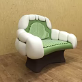 Stylish Single Sofa With Green White Striped Cushion White Armrests And Dark Brown Legs