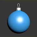 Blue Christmas Ornament with Silver Top Hook on Black Background and Shiny Reflection