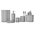Bathroom Essentials Decorative Storage Set With Gold Trim Patterned Soap Dish Toothbrush Holder Tissue Box