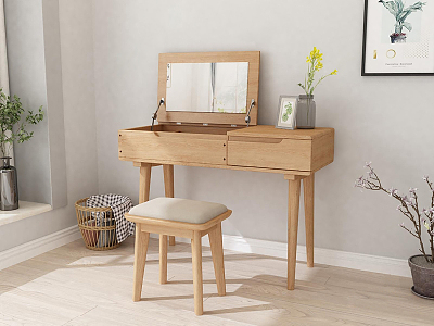 Nordic Dressing Table Solid Wood Dressing Table model