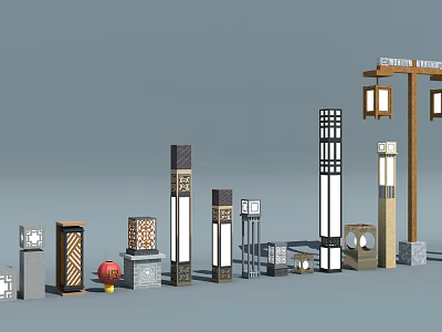 Traditional And Modern Lanterns With Diverse Designs And Lamp Posts Collection 3d model
