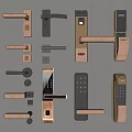 Modern door handle smart lock door handle combination 3d model