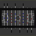 Modern Black Foosball Table Design With Red Blue Players And Stable Legs