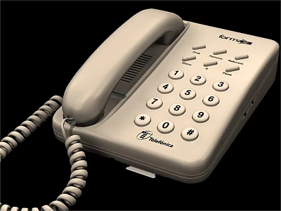 White Vintage Landline Phone by Fornasetti Kartell With Numeric Keypad And Coiled Cord 3d model