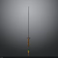 Long Blade Traditional Sword With Orange Decorative Handle And Metallic Shaft