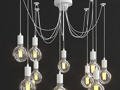 Modern metal multi-head bulb chandelier 3d model