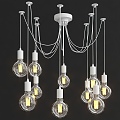 Modern metal multi-head bulb chandelier 3d model