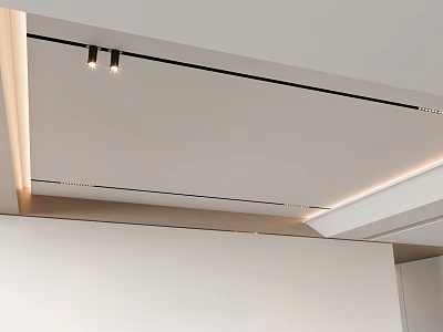 Modern Ceiling With Linear Lighting And Spotlights 3d model