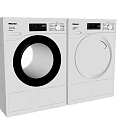 Smeg White Side By Side Front Load Washing Machine And Dryer With Control Panel 3d model