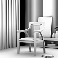 Elegant Wooden Armchair With Purple Cushion In Modern Interior With Decorative Art And Vase