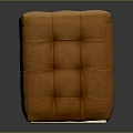 Comfortable Modern Brown Leather Tufted Square Ottoman With Gold Metal Base 3d model