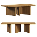 Minimalist Wooden Dining Table With Sturdy Block Legs And Modern Design