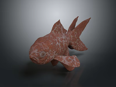 Red Patterned 3D Aquatic Fish Model With Textured Body On Gray Background 3d model