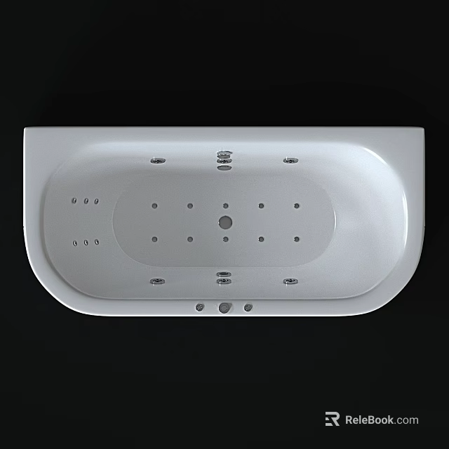 Luxurious White Modern Bathtub With Multiple Massage Jets And Ergonomic Design 3d model 
