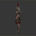 Roman Soldier Armor With Red Feathered Helmet Metal Plates And Leather Gear