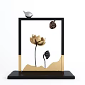 Elegant Black Gold Decorative Ornament Set With Bird Figurines And Green Stone Bases