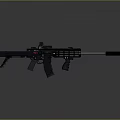 Modern Tactical Assault Rifle With Red Dot Scope Long Barrel And Ergonomic Grip