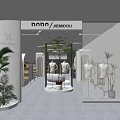 Modern Clothing Store Interior With White Design Plants Mannequins And Clothing Racks