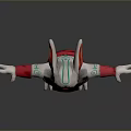 Muscular Mythical Creature Character With Horns Green Eyes Mask And Red Sash