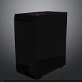 Sleek Black Electronic Device Featuring Red Top Panel And Blue Base Lighting