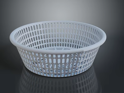 Adorable Small Animal Resting In White Plastic Basket Indoors 3d model