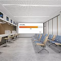 Hospital Outpatient Clinic Interior With Reception Desk Waiting Chairs And Paneled Walls