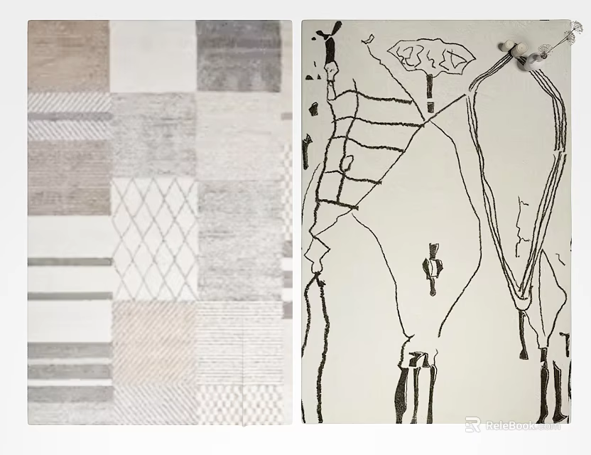 Modern Square Rug With Geometric Patterns Abstract Designs And Neutral Textures 3d model 