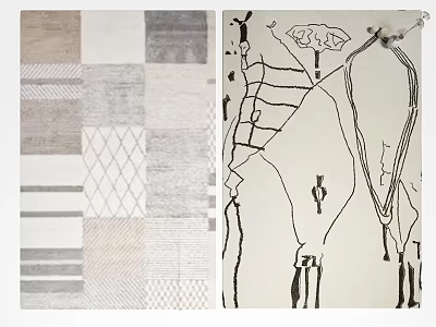 Modern Square Rug With Geometric Patterns Abstract Designs And Neutral Textures 3d model